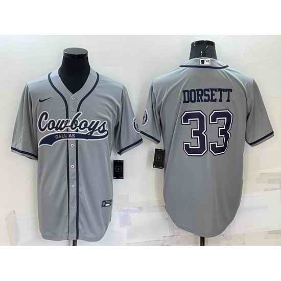 Men Dallas Cowboys 33 Tony Dorsett Grey Cool Base Stitched Baseball Jersey